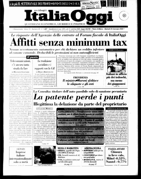 Italia oggi : quotidiano di economia finanza e politica